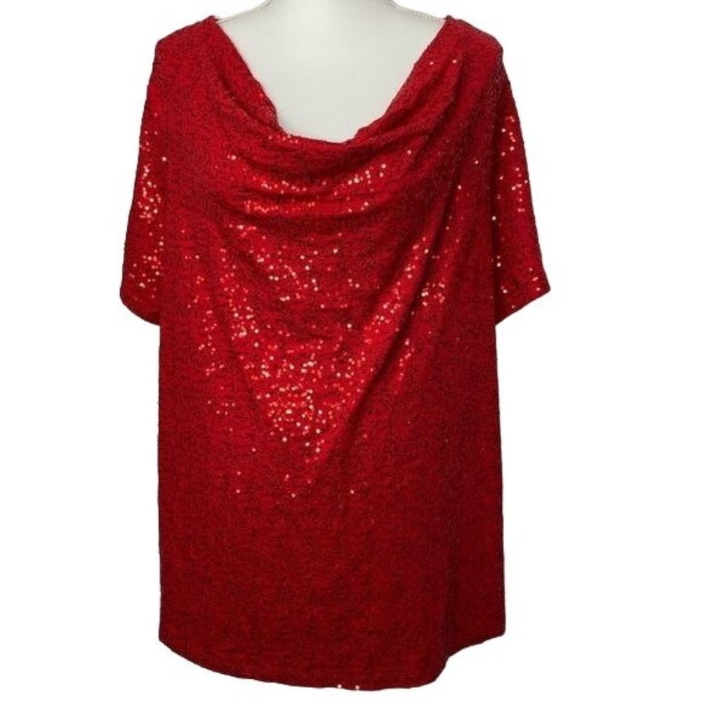 Elegant Red Sequin Women's Top